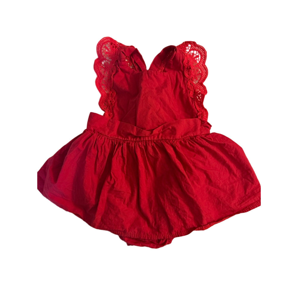 Baby girl Red Lace Trim Romper Bodysuit 9-12 Months